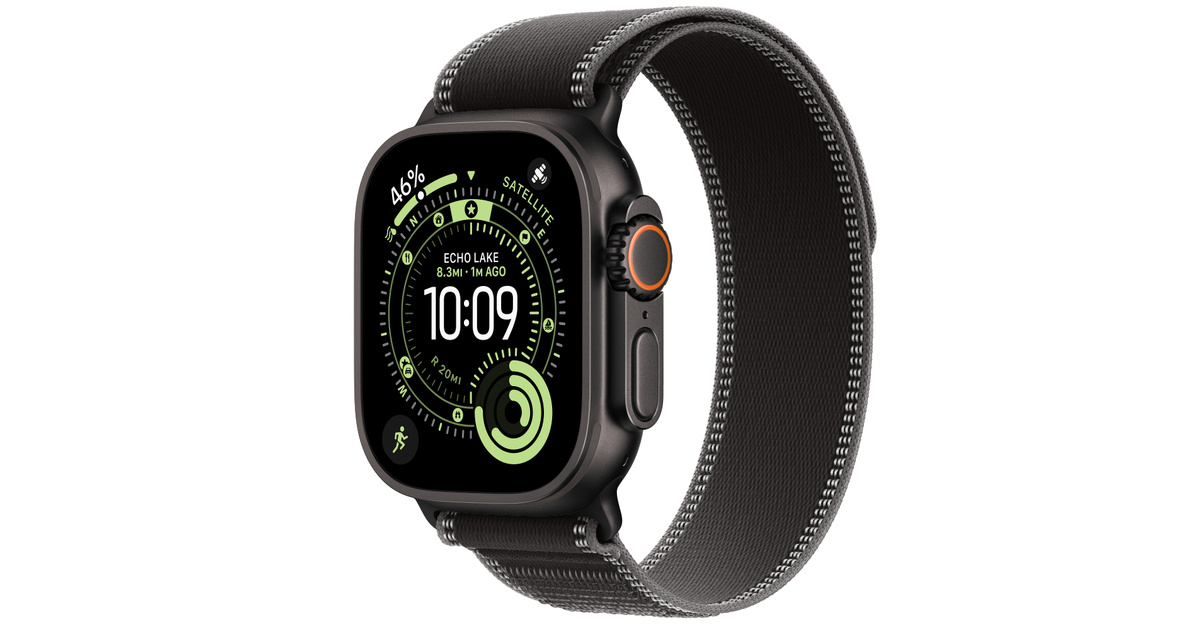 Apple Watch Ultra 3 (2025) 49mm Čierny titán s čiernym/uhlovým trailovým ťahom M/L MF1H4QC/A